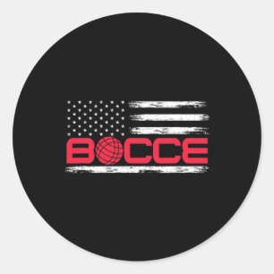Bocce Byll American Usa Flag Bocci Player 4th July Classic Round Sticker
