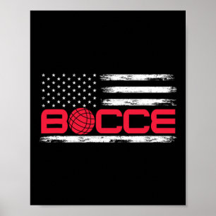 Bocce Byll American Usa Flag Bocci Player 4th July Poster