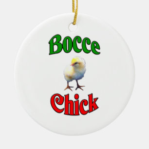 Bocce Chick Ceramic Ornament