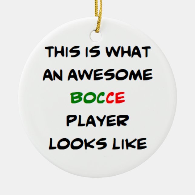 bocce player, awesome ceramic ornament (Front)