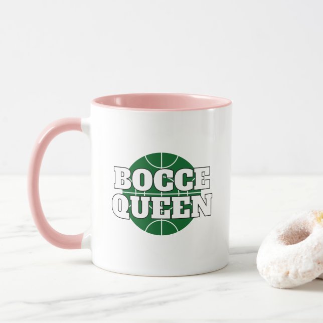 Bocce Queen funny coffee mug for Bocci player (With Donut)