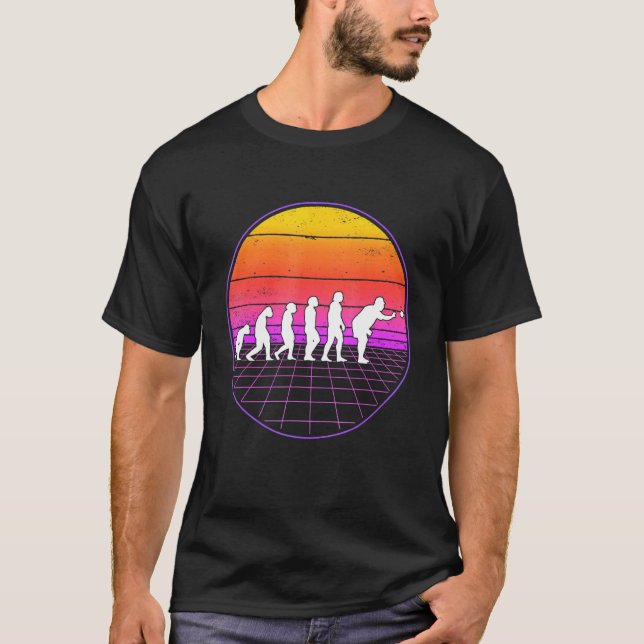 Boccia Evolution Vaporwave 70s Boule Petanque Bocc T-Shirt (Front)