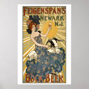 Bock Beer Brewery Circa 1895 Vintage Advertising Poster