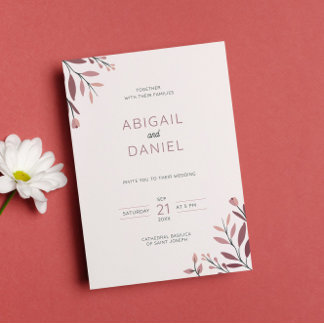 Boda boho chic leaves and red branches invitation
