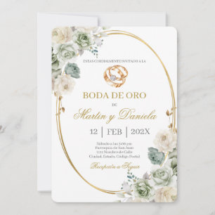 Boda de oro con boho blanco invitation