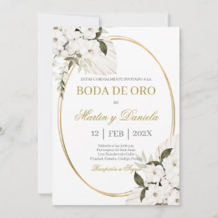 Boda de oro con boho blanco invitation