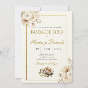 boda de oro con flor blanca invitation