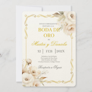 Boda de oro con flor blanca invitation