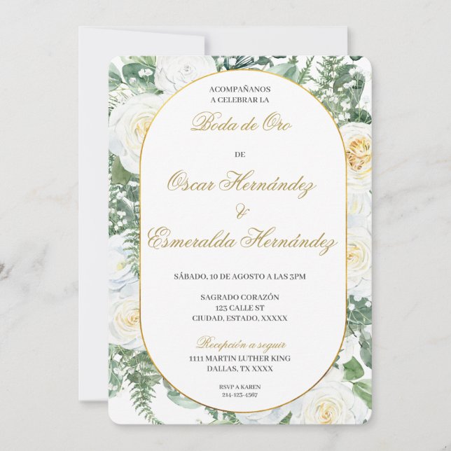 Boda de oro elegante editable invitation (Front)