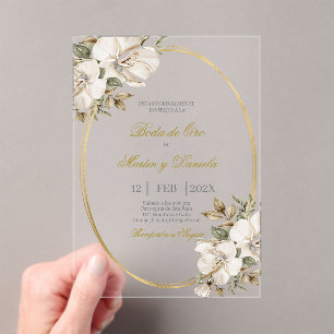 boda de oro rustica acrilico acrylic invitations
