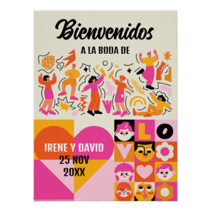 Boda Festivalale Retro Orange Pink Welcome Poster
