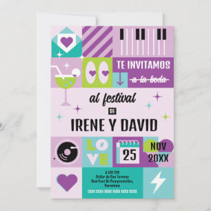 Boda Festivalale Turquesa Lila (Spanish language) Invitation