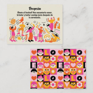 Boda Festivalera Baile Naranja y Rosa (Spanish) Enclosure Card