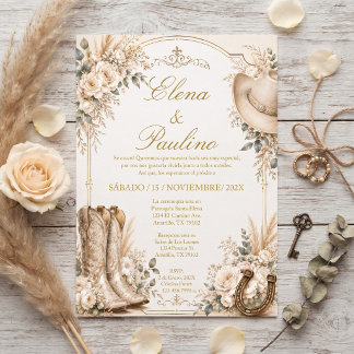 Boda Western sombrero herradura botas Invitation