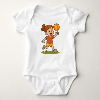 Bodie de Bebé Niña Jugando Pelota Baby Bodysuit