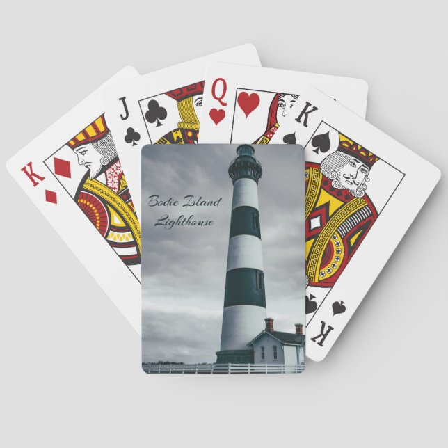 Bodie Island Lighthouse black and white Playing Cards (Back)