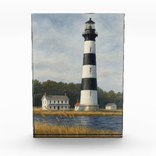 Bodie Island Lighthouse Watercolor Photo Block