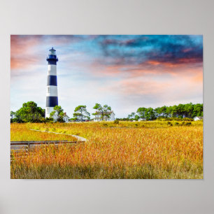 Bodie Lighthouse Outer Banks North Carolina Art Poster