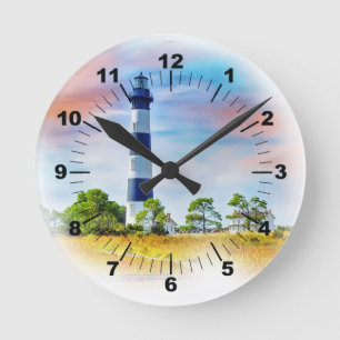 Bodie Lighthouse Outer Banks Round Clock