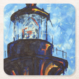 Bodie Lighthouse Top Square Paper Coaster