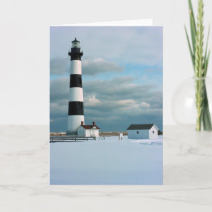 Bodie Lighthouse with Snow, Outer Banks, NC Card