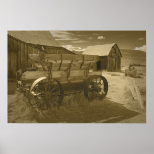 Bodie Mining Cart Sepia Poster