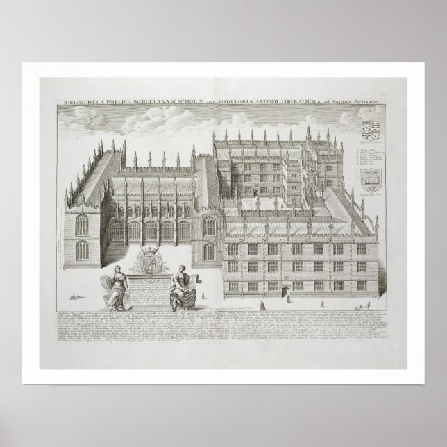Bodleian Library, Oxford, from 'Oxonia Illustrata' Poster (Front)
