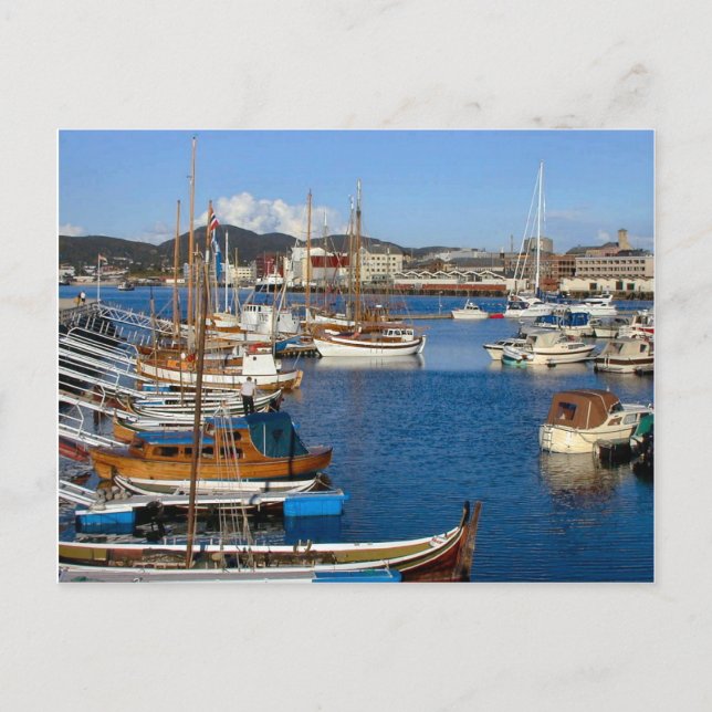 Bodo, harbour with tradition boats postcard (Front)