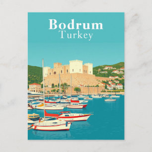 Bodrum, Turkey Retro Art Postcard
