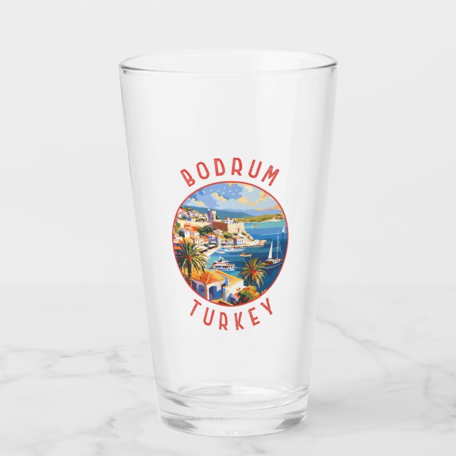 Bodrum Turkey Retro Distressed Circle Glass (Front)