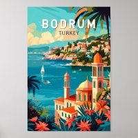 Bodrum Turkey Travel Art Vintage