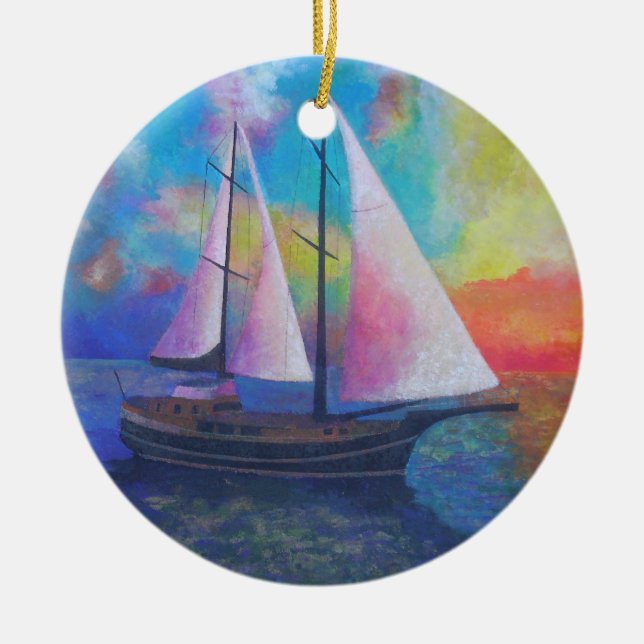 Bodrum Turquoise Coast Gulet Cruise Ceramic Tree Decoration (Front)