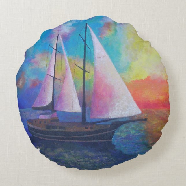 Bodrum Turquoise Coast Gulet Cruise Round Cushion (Back)