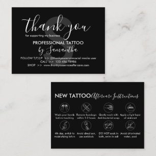 Body Art Aftercare Instructions Tattoo Thank you Business Card