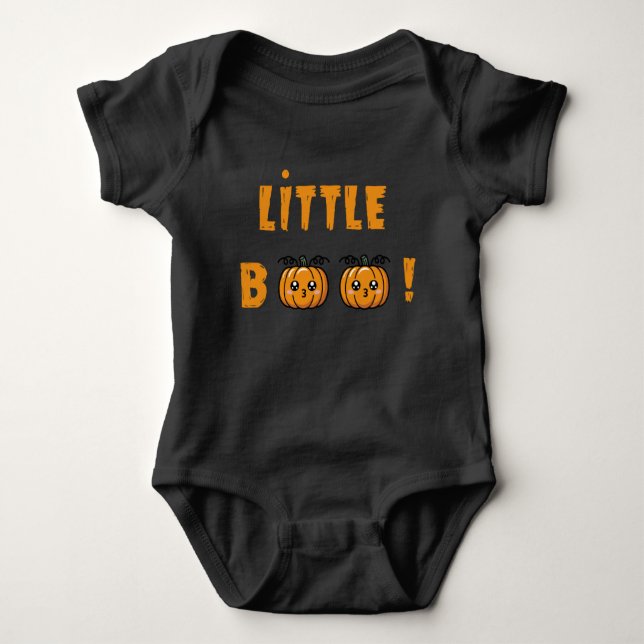 Body Baby Halloween - Little BOO Black Kawaii Baby Bodysuit (Front)