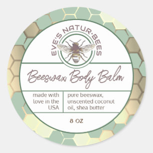 Body Balm Honeycomb Bee Green Lip Balm Lid Label
