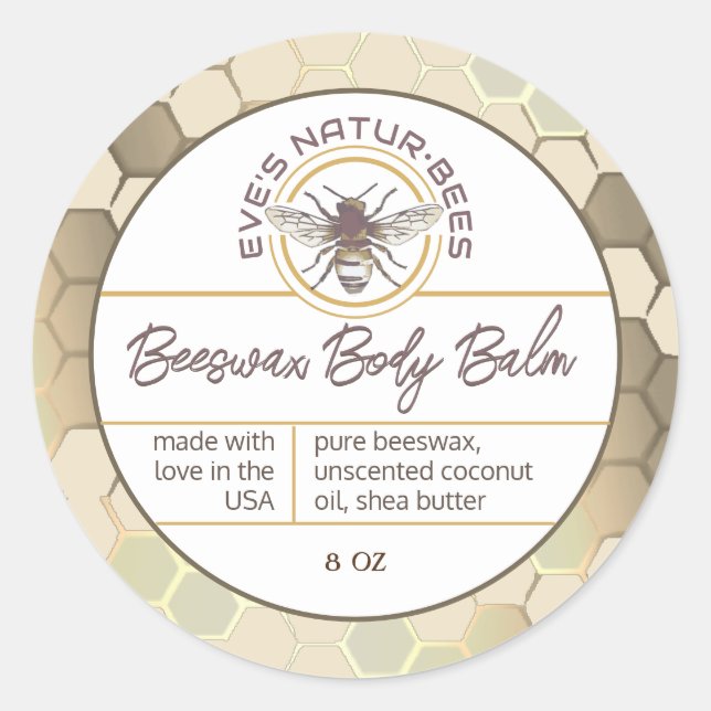 Body Balm Made With Love Honeycomb Bee Lip Balm    Classic Round Sticker (Front)