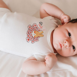 Body bébé So Cute lapin mignon et fleurs roses Baby Bodysuit
