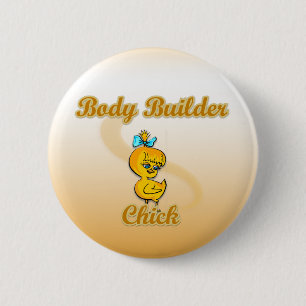 Body Builder Chick 6 Cm Round Badge