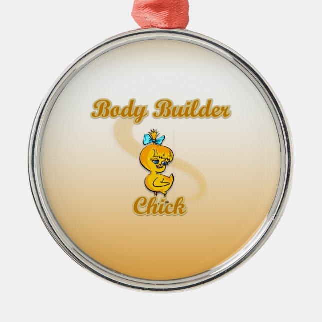 Body Builder Chick Metal Tree Decoration (Front)