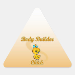 Body Builder Chick Triangle Sticker
