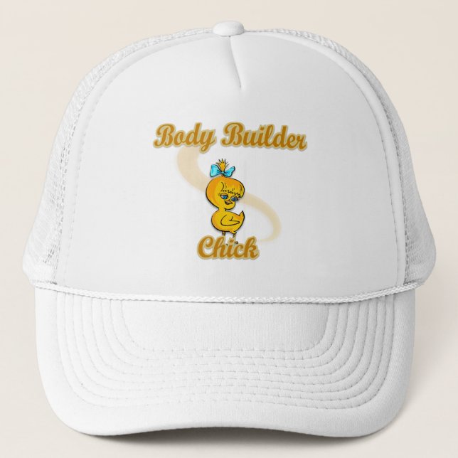 Body Builder Chick Trucker Hat (Front)