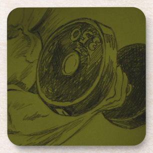 Body Building Fitness Pencil Sketch Coaster