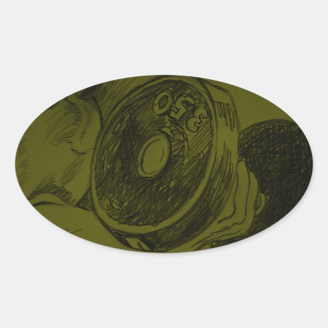 Body Building Fitness Pencil Sketch Oval Sticker (Front)
