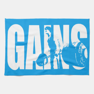 "Body building" - GAINS Tea Towel