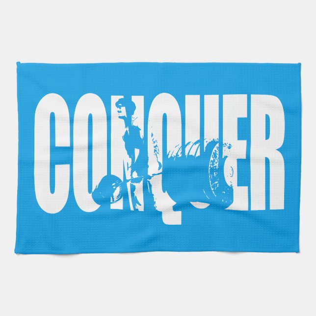 Body Building Motivation - CONQUER Tea Towel (Horizontal)