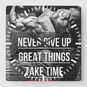 "Body Building" Motivational Square Wall Clock