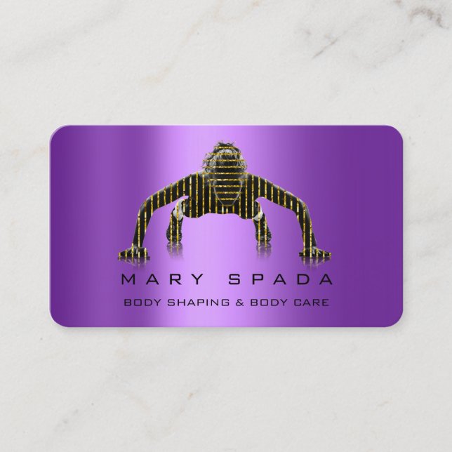 Body Building Shaping Fitness Sclupting Purple  Business Card (Front)