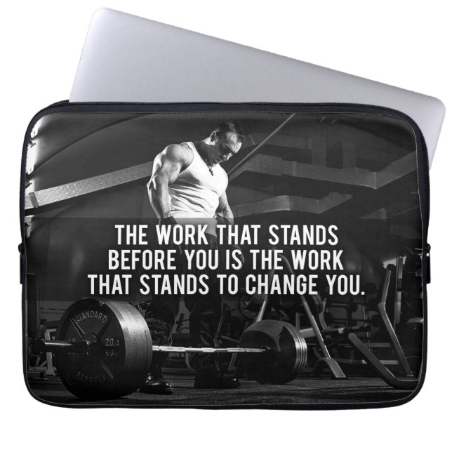 "Body building" Workout Motivational Laptop Sleeve (Front)