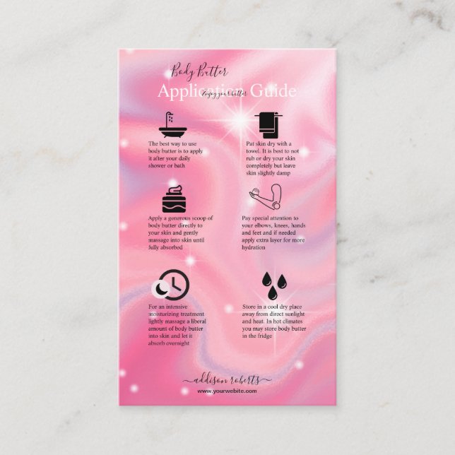 Body Butter Application Guide Elegant Glam   Busin Business Card (Front)